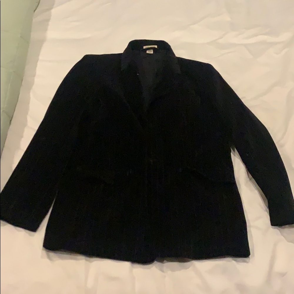DKNY Jeans Velvet Blazer Medium Black w Stripes